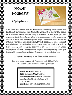 Quilt Workshop Flyer: Flower Pounding: A Springtime Art Quilt Workshop Flyer: Flower Pounding: A Springtime Art