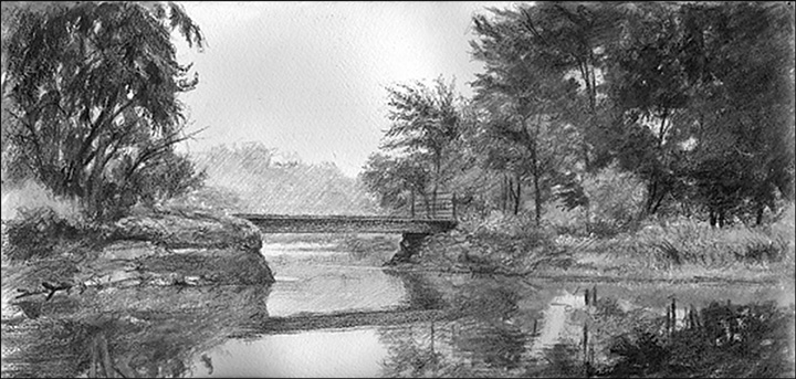 Frances Gaffney: Bloomingdale at Dawn. Graphite on Paper. 14 x 8. Frances Gaffney: Bloomingdale at Dawn. Graphite on Paper. 14 x 8.