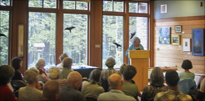 Lecture in the Great Room at the Paul Smiths VIC. Photo courtesy of B. McAllister. Used by permission. Lecture in the Great Room at the Paul Smiths VIC. Photo courtesy of B. McAllister. Used by permission.