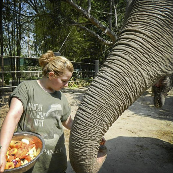Nicole Schmidt at the Wildlife Friends Foundation Thailand.  Photo courtesy of Nicole Schmidt.  Used by permission.