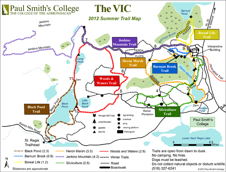 Paul Smiths VIC Summer Trail Map