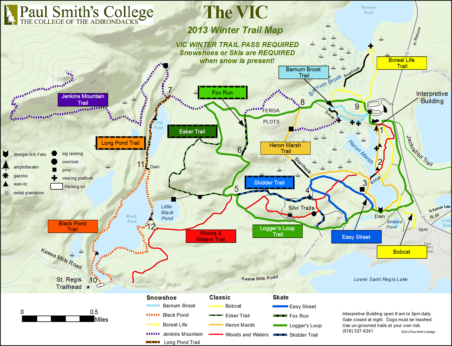 Paul Smiths VIC Winter Ski Trail Map