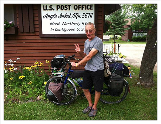 Floyd Lampart at the post office in Angle Inlet, Minnesota, in early August 2013