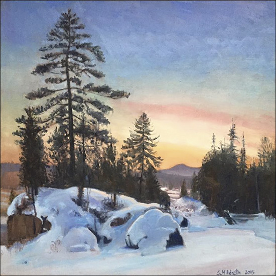 Sandra Hildreth: Winter Twilight (Saint Regis Mountain). 12 x 12