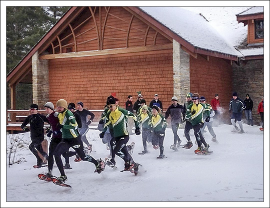 Snowshoe Racing at the Paul Smith's College VIC.  Photo by B. McAllister.  Used by permission.