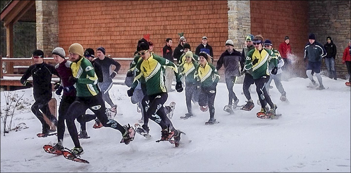 Snowshoe Racing at the Paul Smith's College VIC.  Photo by B. McAllister.  Used by permission.