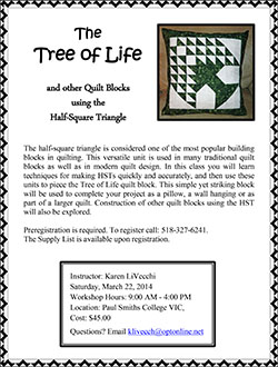 Tree of Life Quilt Workshop Flyer Tree of Life Quilt Workshop Flyer